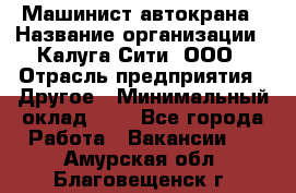 Машинист автокрана › Название организации ­ Калуга-Сити, ООО › Отрасль предприятия ­ Другое › Минимальный оклад ­ 1 - Все города Работа » Вакансии   . Амурская обл.,Благовещенск г.